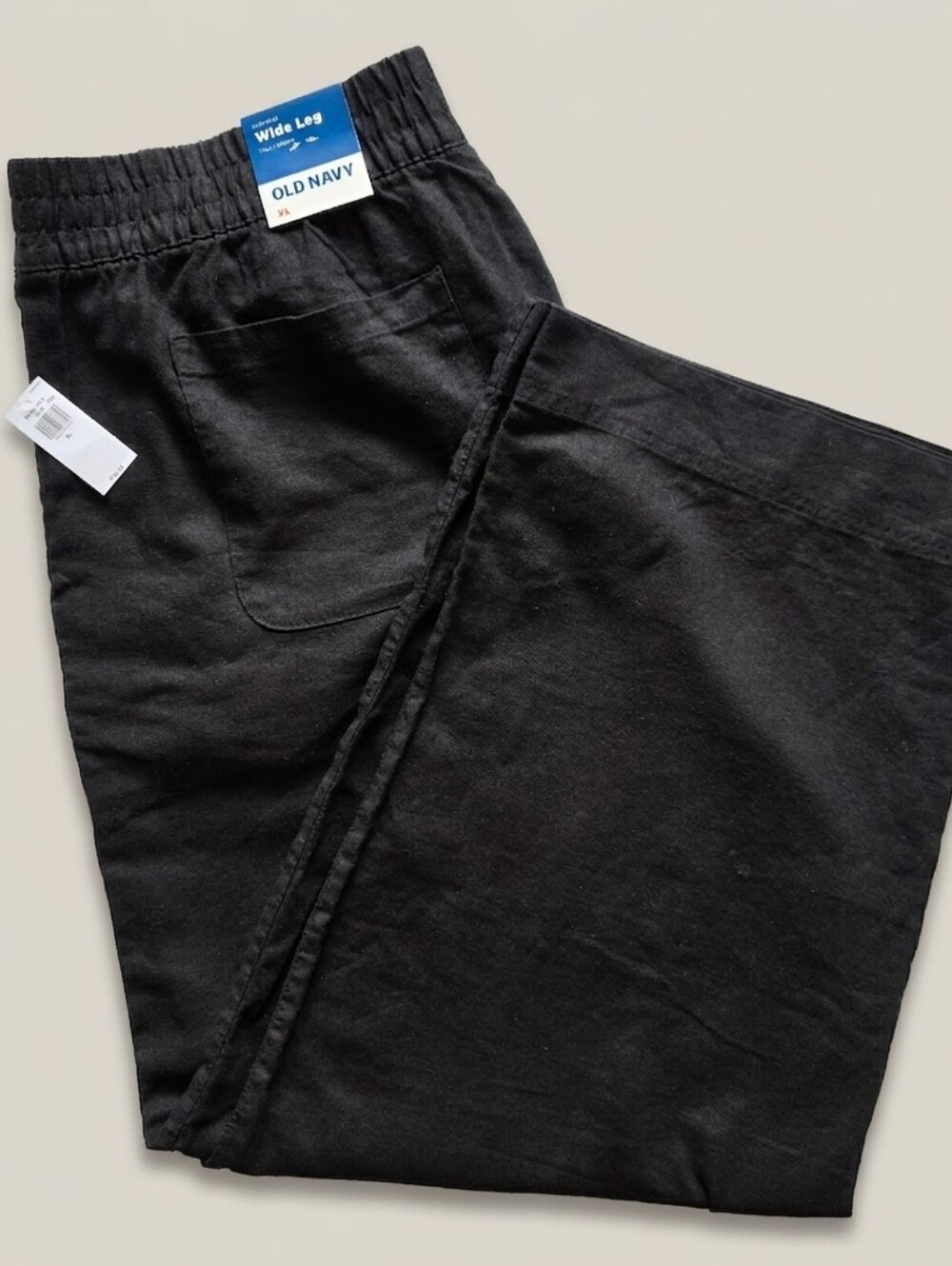 Old Navy Linen Blend Wide Leg Crop Pants XL High Rise Black Pull On Ankle NWT